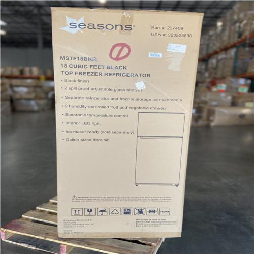 DALLAS LOCATION - Seasons® 18 Cu. Ft. Top-Freezer Refrigerator, Energy Star®, Black