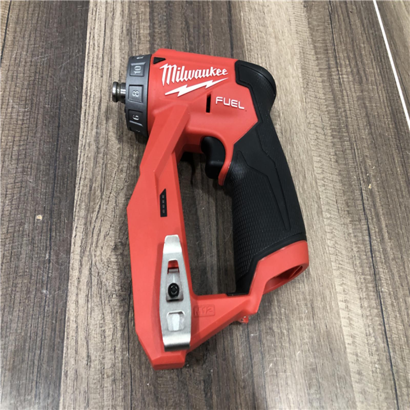 AS-IS Milwaukee FUEL 12V Lithium-Ion Brushless Cordless 4-in-1 Installation 3/8 in. Drill Driver with 4 Tool Head (Tool-Only)