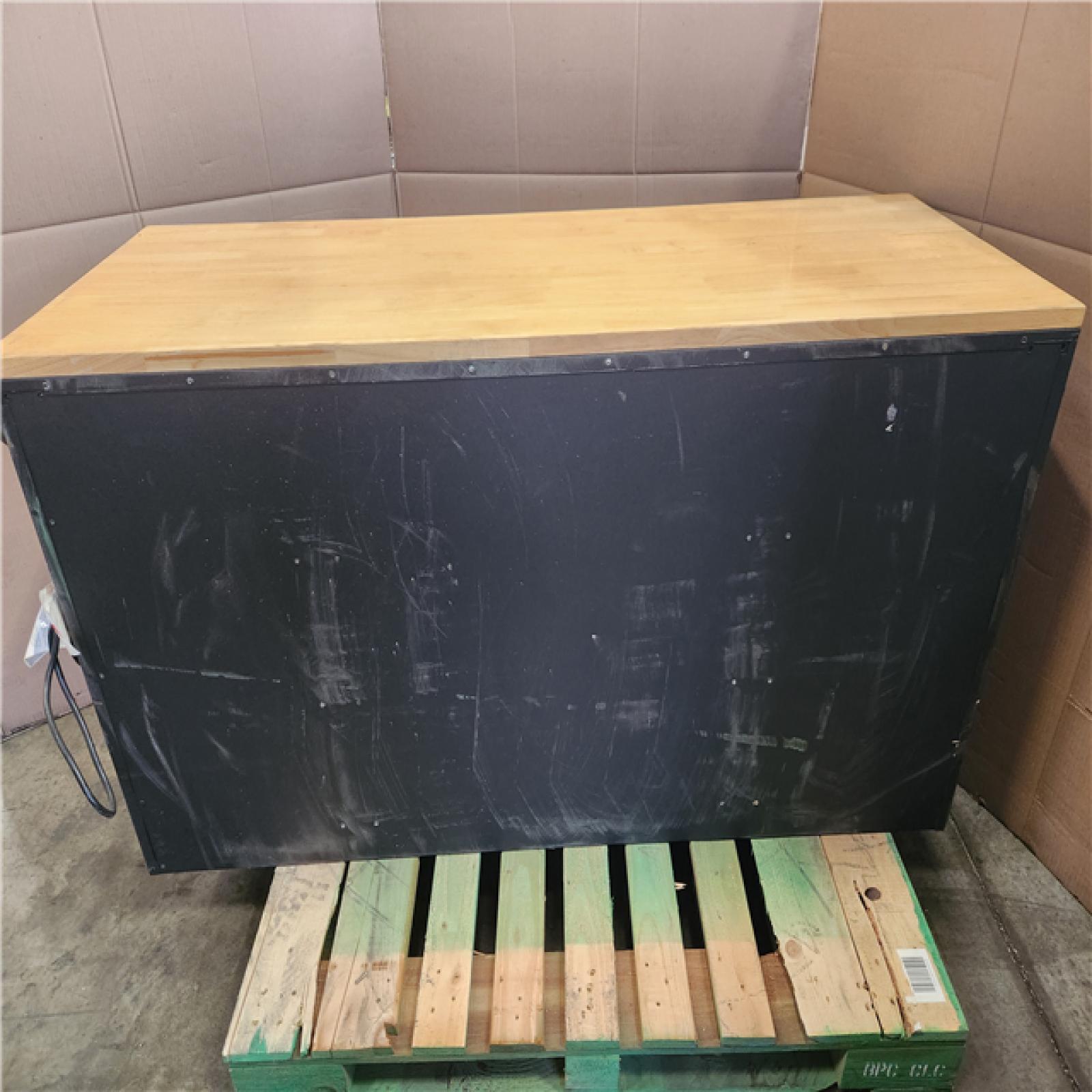 Phoenix Husky Heavy Duty 61 in. W x 22 in. D 15-Drawer Matte Black Mobile Workbench Cabinet with Solid Wood Top