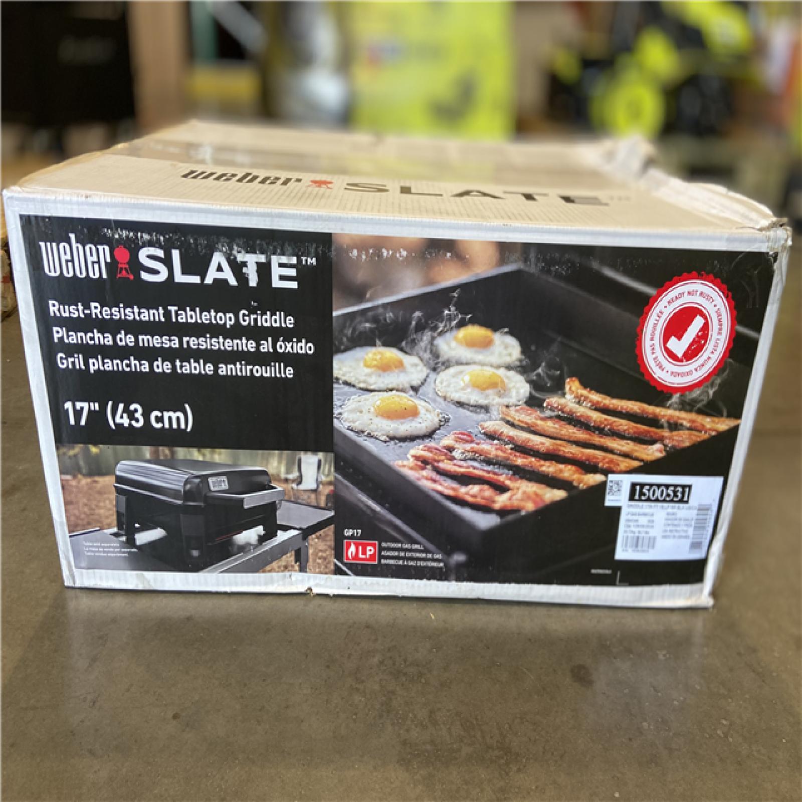 DALLAS LOCATION - Weber Slate Tabletop Griddle 1-Burner Liquid Propane Gas Portable 17 in. Flat Top Grill in Black