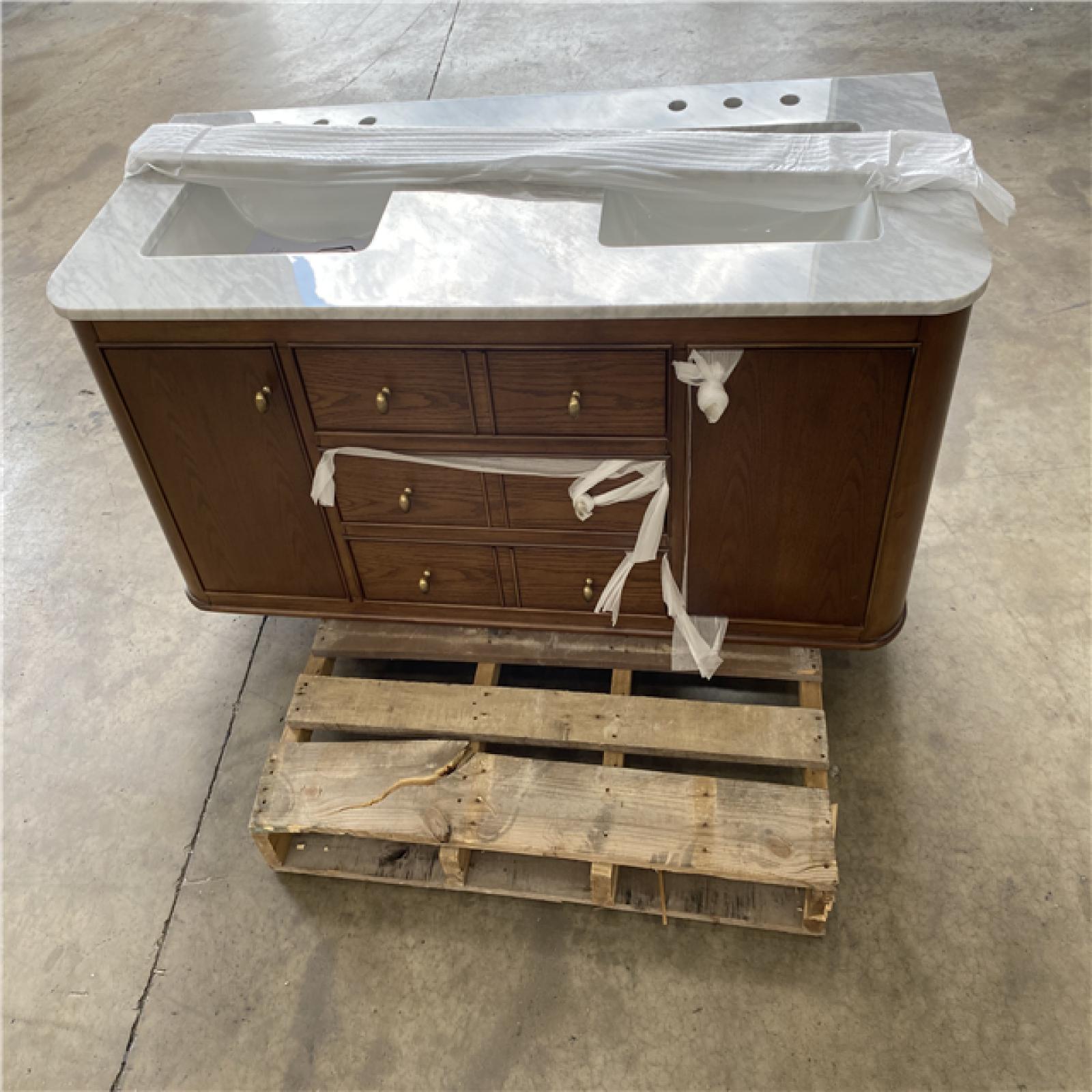 Houston Location - AS-IS Home Decorator Collection Collette 60in. Free Standing Mounted Vanity