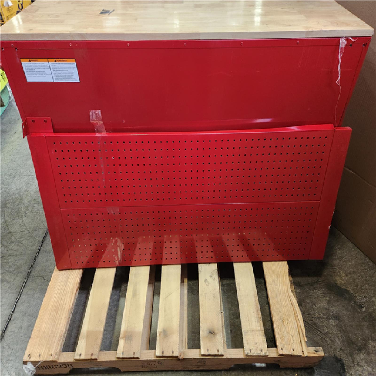 Phoenix Husky 52 in. W 10-Drawer Gloss Red Mobile Workbench Cabinet with Solid Wood Top and Pegboard