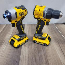 AS-IS DEWALT ATOMIC 20-Volt MAX Lithium-Ion Cordless Combo Kit (2-Tool) with (2) 2.0Ah Batteries, Charger and Bag