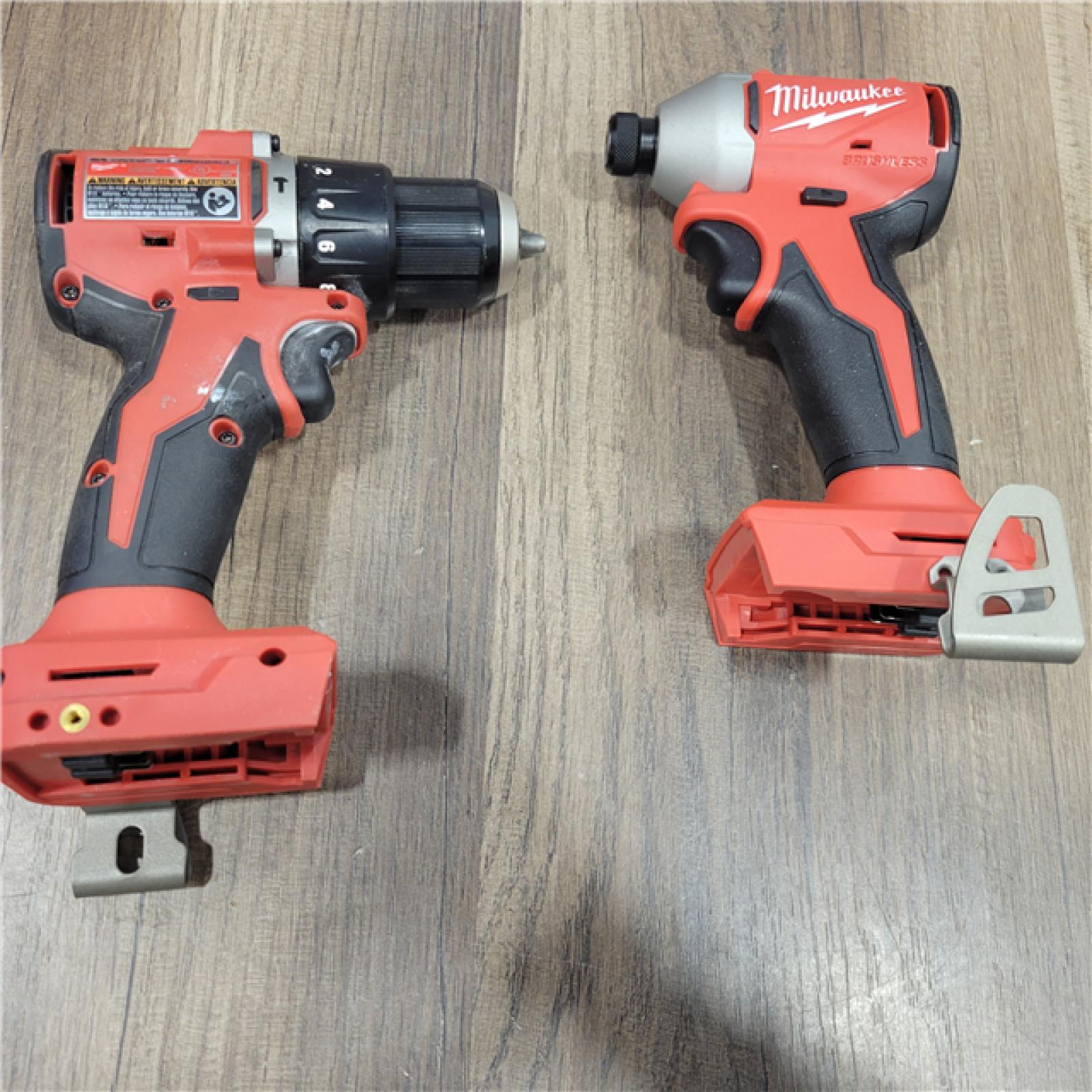 AS-IS Milwaukee   M18 18-Volt Lithium-Ion Brushless Cordless Compact Hammer Drill/Impact Combo Kit (2-Tool) with (2) Batteries, Bag