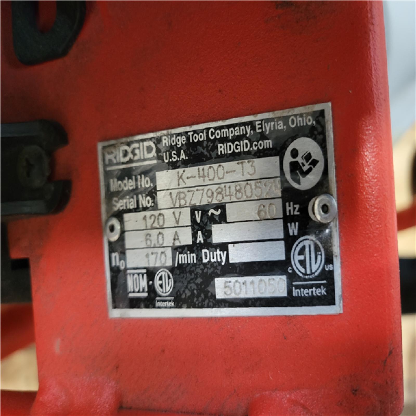 CALIFORNIA AS-IS K-400 POWERED DRAIN CLEANER WITH AUTOFEED TECHNOLOGY