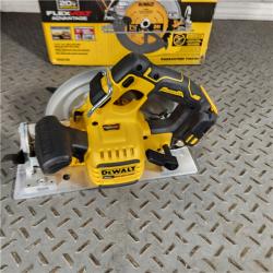 Houston location- AS-IS Dewalt 20V MAX 7-1/4 Brushless Cordless Circular Saw with Flexvolt Advantage Bare Tool Only appears in new condition