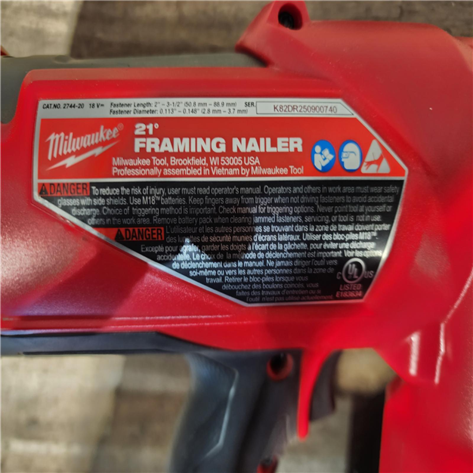 HOUSTON LOCATION - AS-IS Milwaukee 2744-20 M18 FUEL 3-1/2 in. 18V 21-Degree Lithium-Ion Brushless Cordless Framing Nailer (Tool-Only)