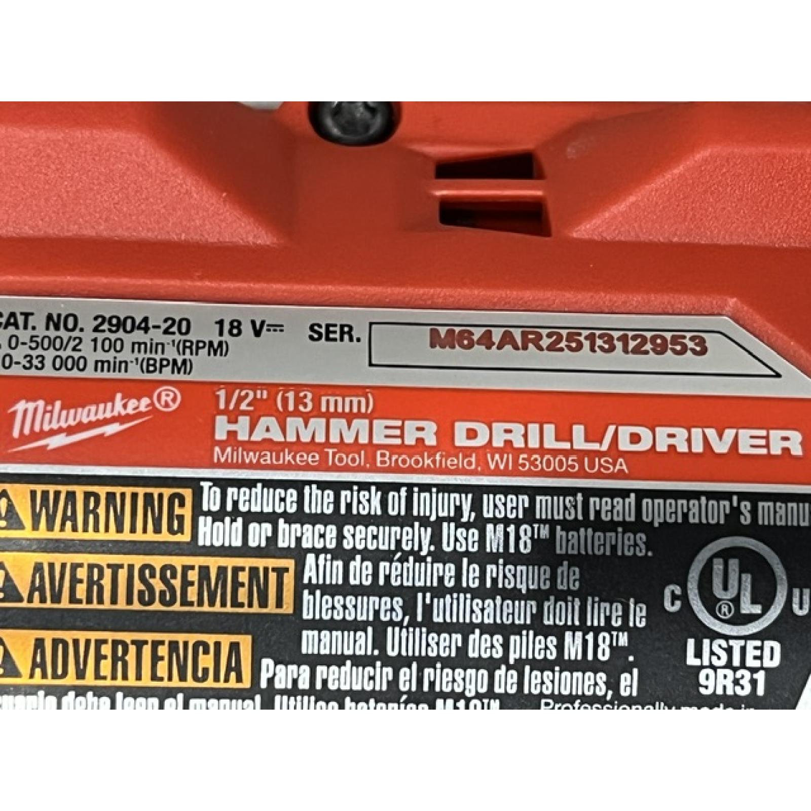 AS-IS Milwaukee FUEL 18V Lithium-Ion Brushless Cordless 1/2 in. Hammer Drill/Driver (Tool-Only)