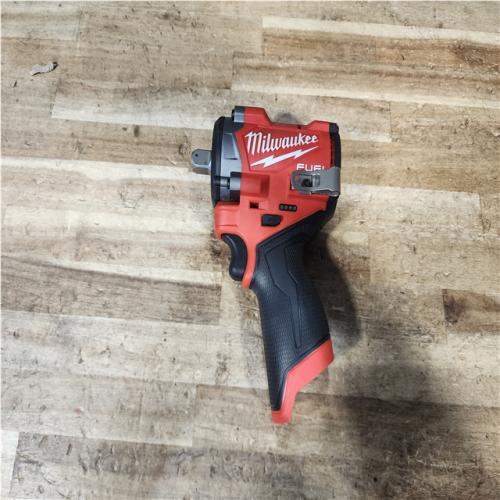 Houston Location AS-IS Milwaukee FUEL 12V Lithium-Ion Brushless Cordless Stubby 1/2 in. Impact Wrench with Pin Detent (Tool-Only)