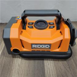 GOOD RIDGID 18V Dual Function Cordless Inflator (Tool Only) with Valve Adaptor, Needle, (2) Nozzles, and 12V Power Cord