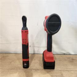 AS-IS- Milwaukee 12/18V Lithium-Ion Cordless 3/8 in. Ratchet and 1/2 in. High Torque Impact Wrench with Friction Ring Combo Kit