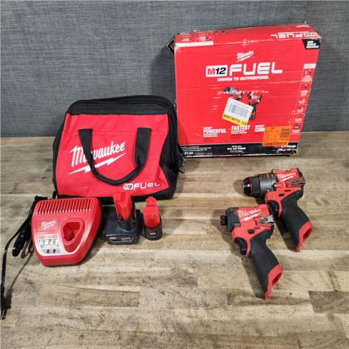 HOUSTON LOCATION - AS-IS Milwaukee FUEL 12-Volt Lithium-Ion Brushless Cordless Hammer Drill and Impact Driver Combo Kit