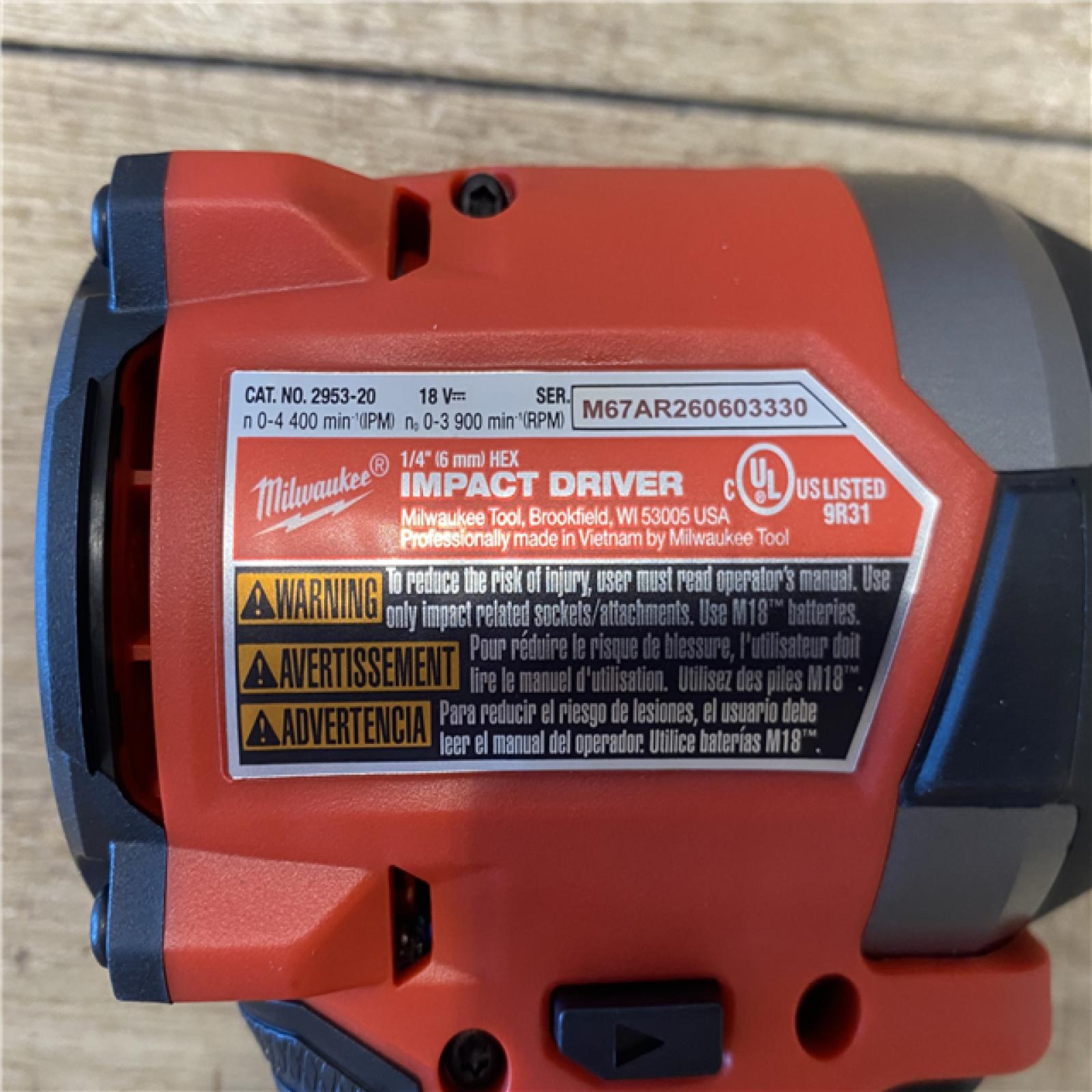 AS-IS Milwaukee FUEL 18V Lithium-Ion Brushless Cordless 1/4 in. Hex Impact Driver (Tool-Only)
