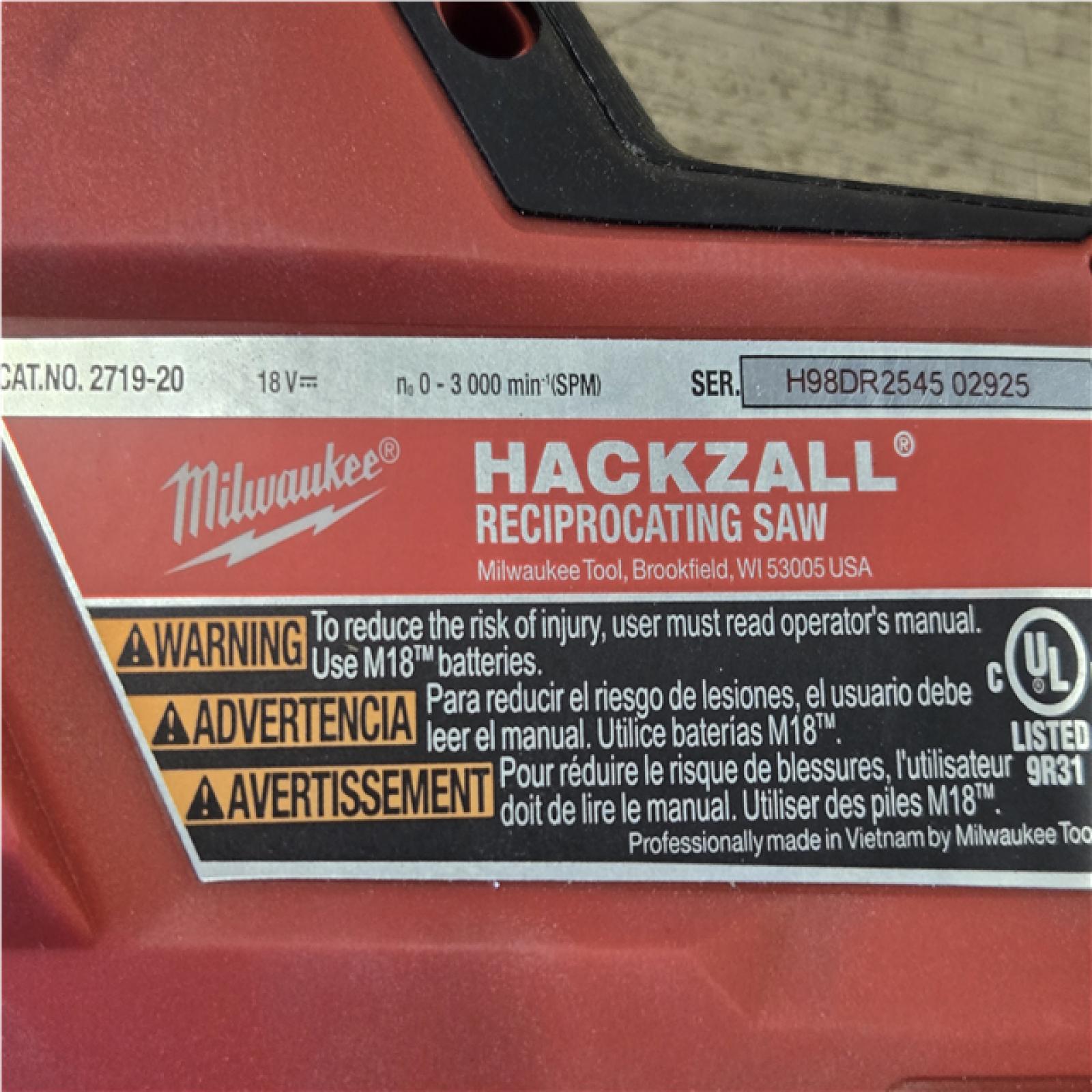 AS-IS Milwaukee FUEL 18V Lithium-Ion Brushless Cordless HACKZALL Reciprocating Saw (Tool-Only)