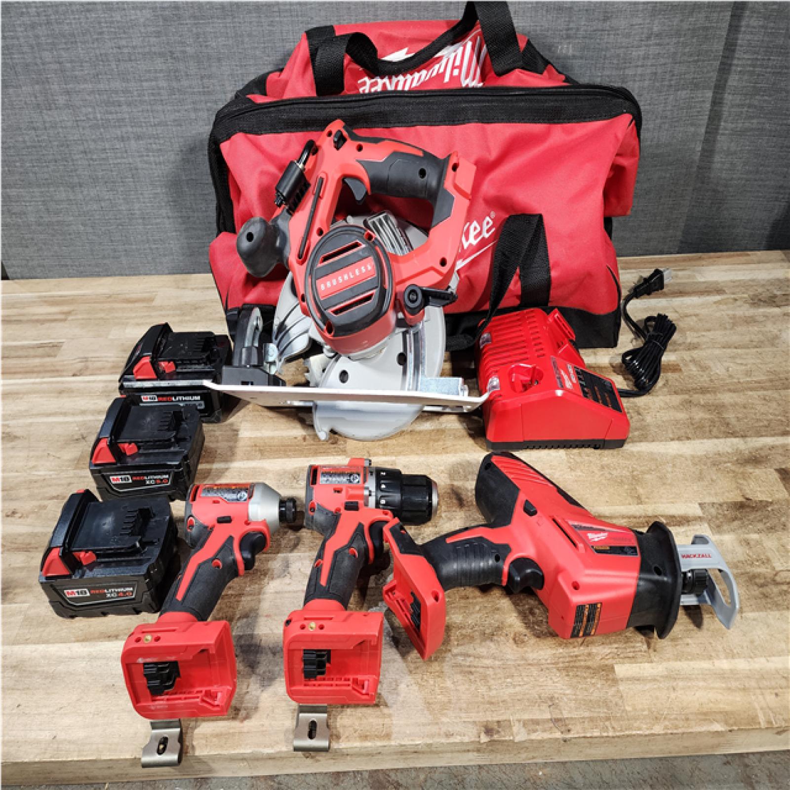 Houston Location AS-IS Milwaukee M18 Cordless Brushless 4 Tool Combo Kit