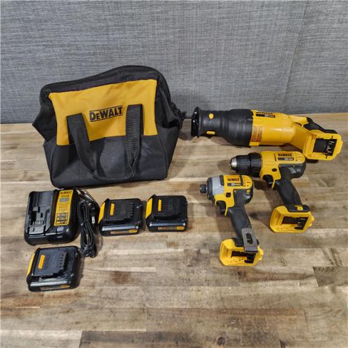 HOUSTON LOCATION - AS-IS DEWALT 3 TOOL COMBO KIT W/ (3) BATTERY & CHARGER