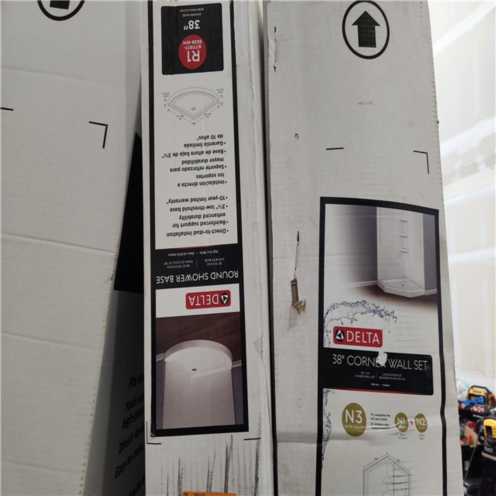 Phoenix Location Delta 38 in. W x 73.88 in. H 2-Piece Corner Shower White Pallet (5 Boxes)