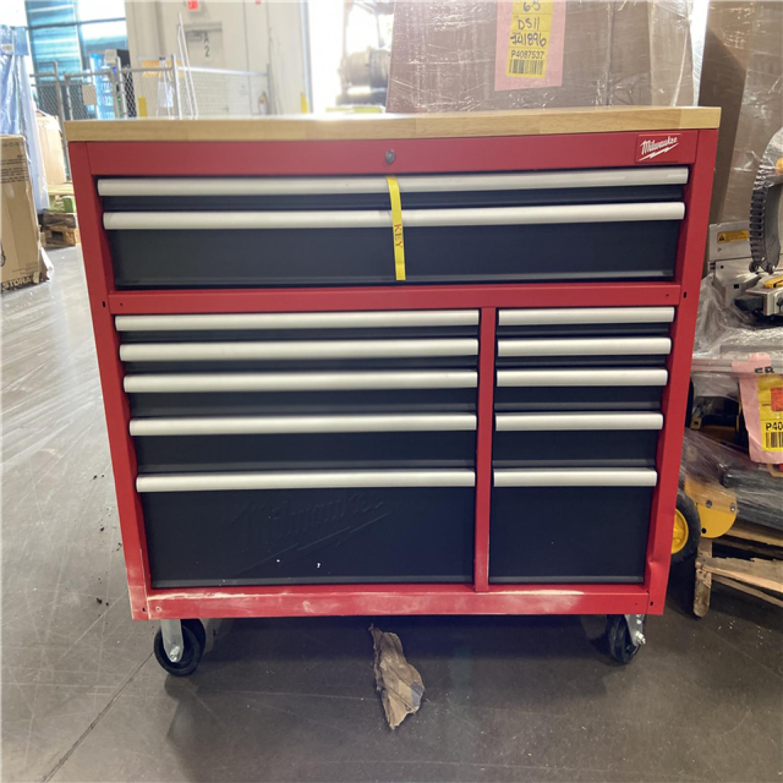 DALLAS LOCATION - Milwaukee Tool Storage 52 in. W x 22 in. D Heavy Duty Red Mobile Workbench Cabinet