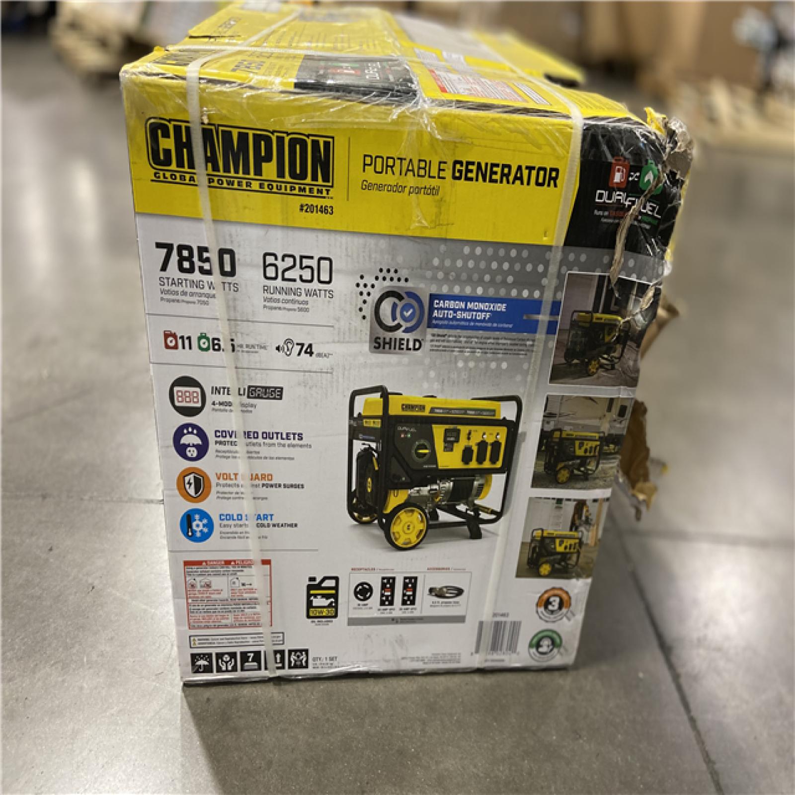 DALLAS LOCATION - Champion Power Equipment 7850/6250-Watt Recoil Start Gasoline and Propane Powered Dual Fuel Portable Generator with CO Shield