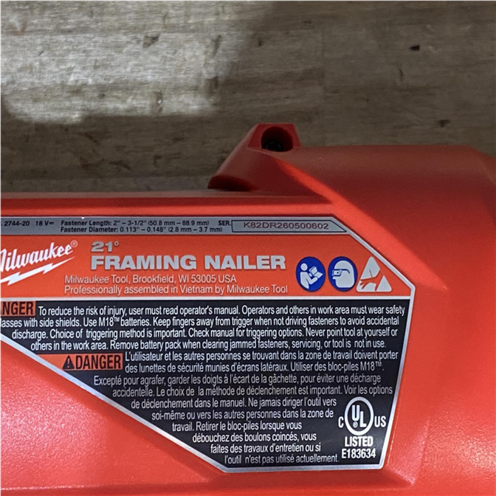Houston Location AS-IS Milwaukee FUEL 3-1/2 in. 18-Volt 21-Degree Lithium-Ion Brushless Cordless Framing Nailer (Tool-Only)