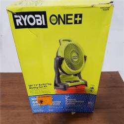 California AS-IS Ryobi 18V 7.5 Bucket Top Misting Fan Kit  Includes (1) Battery & Charger