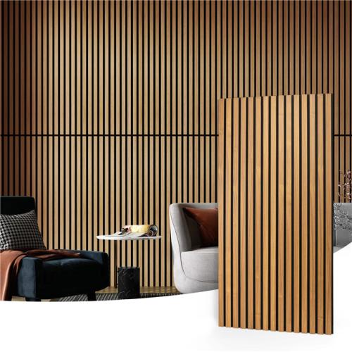 Phoenix NEW Art3dwallpanels 0.83 in. x 2 ft. x 4 ft. Dark Oak Slat MDF Acoustic Decorative Wall Paneling  3D Sound Absorbing Panel(372 sq. ft./12 Case)
