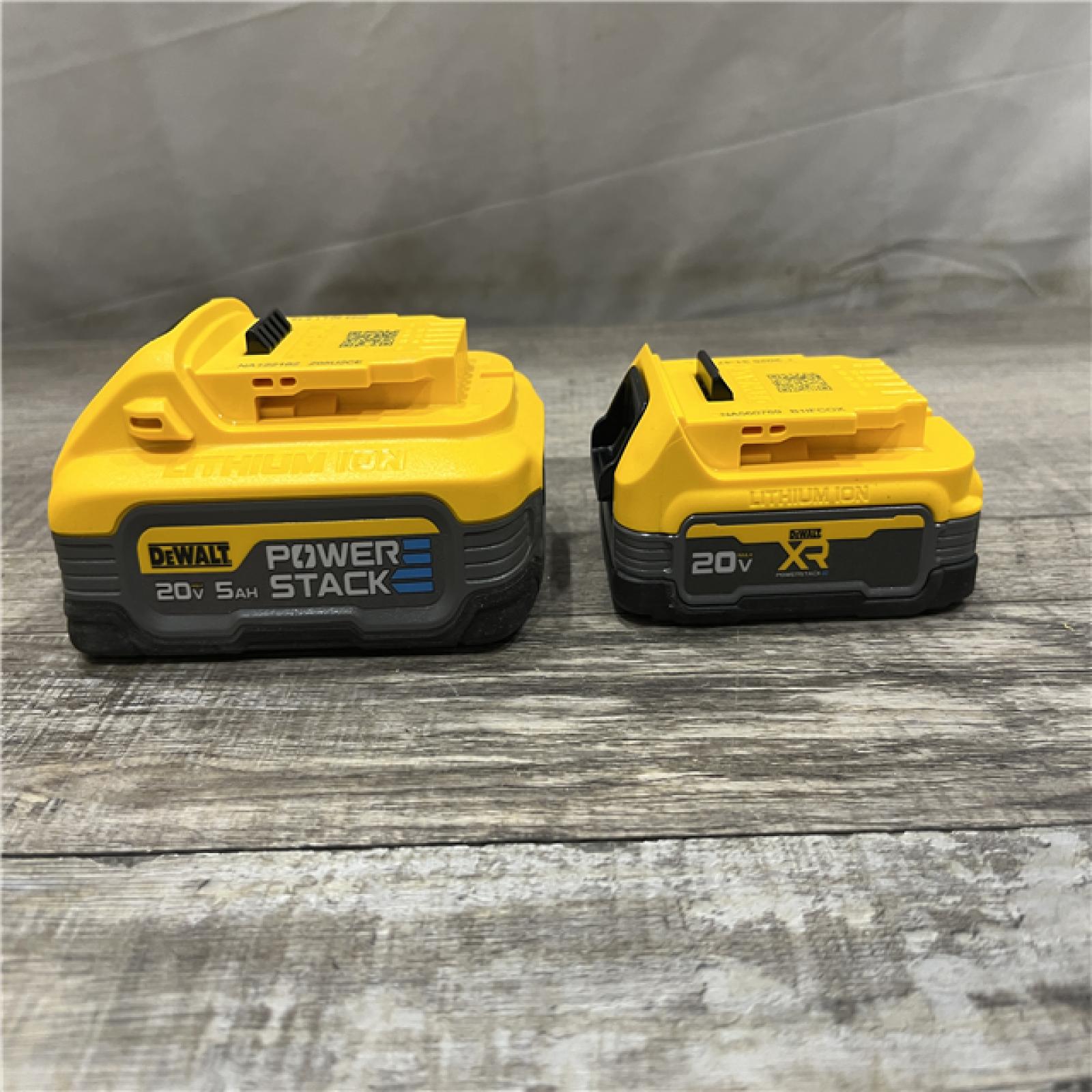 AS-IS DEWALT 20V MAX XR POWERSTACK Lithium-Ion Battery Starter Kit with 5.0Ah and 1.7Ah Batteries and Charger