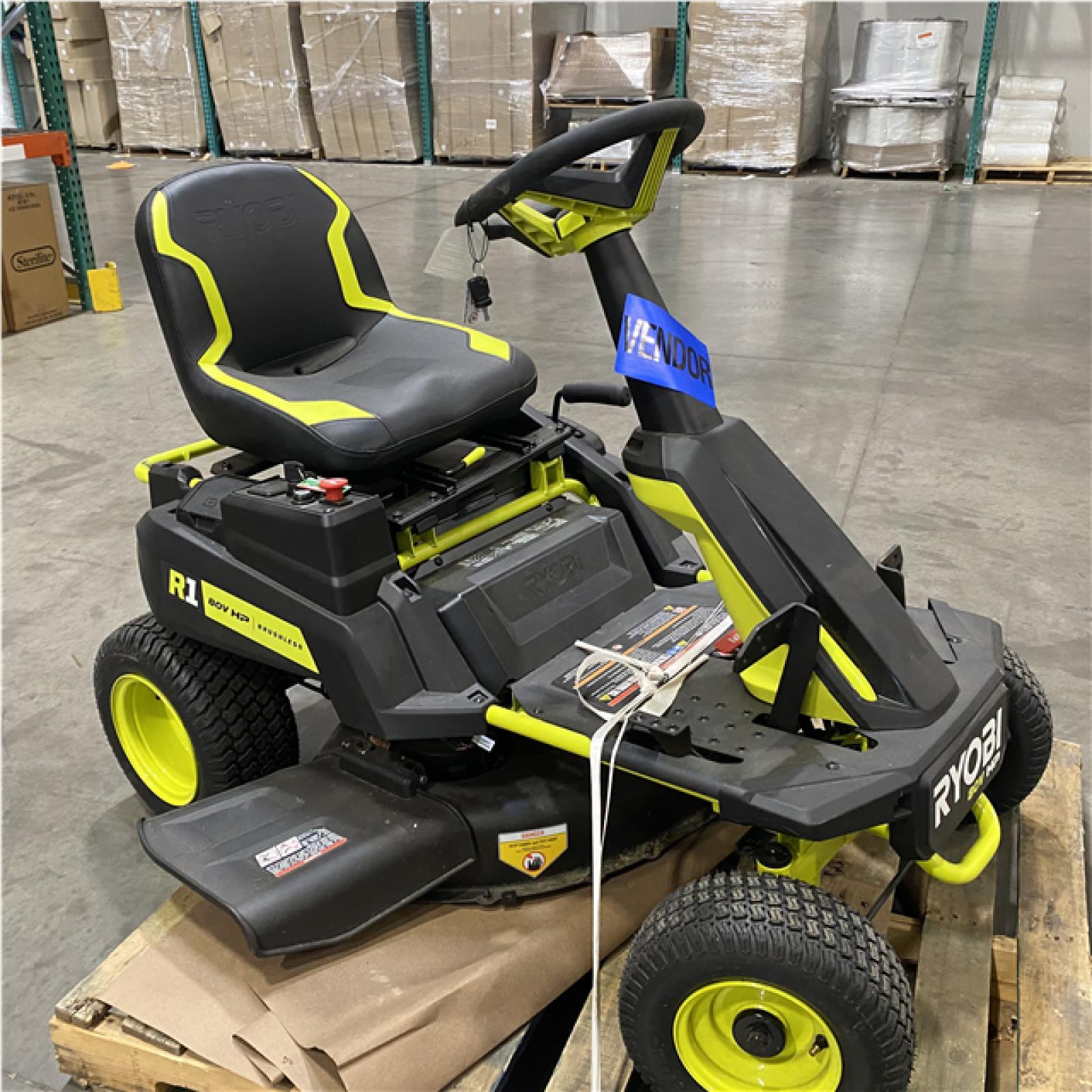 Dallas Location - As-Is RYOBI R1 80V HP Brushless Lithium Battery Cordless Electric 30 in. Riding Lawn Mower with 14 Ah Battery and Charger