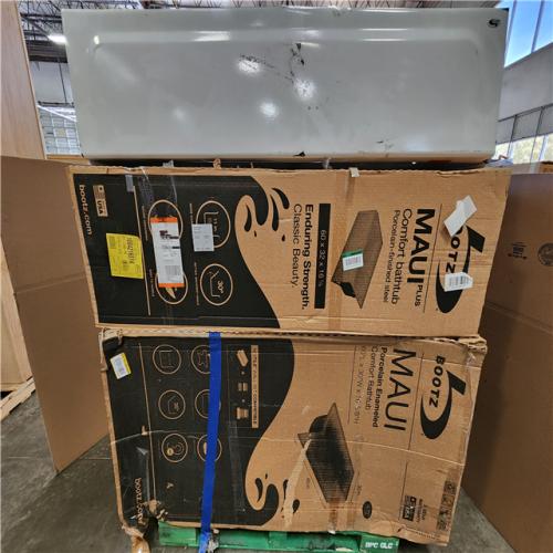 Phoenix AS-IS Bootz Industries Maui 60 in. x 30 in. Alcove Soaking Bathtub with Left Drain in White Pallet (4-Tubs)