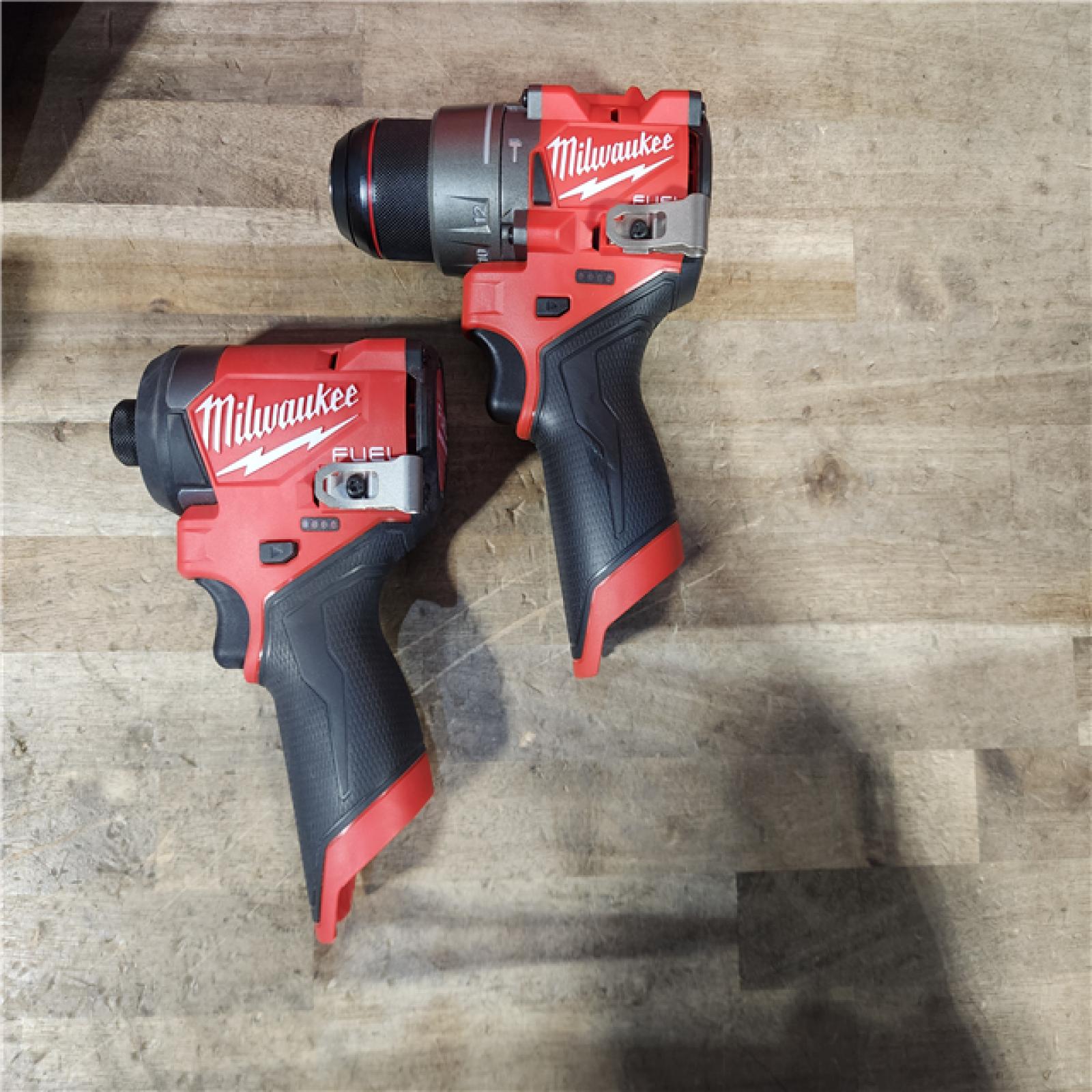 HOUSTON LOCATION - AS-IS Milwaukee M12 FUEL Cordless 2-Tool Combo Kit: 1/2Hammer Drill  1/4Hex Impact Driver 3497-22