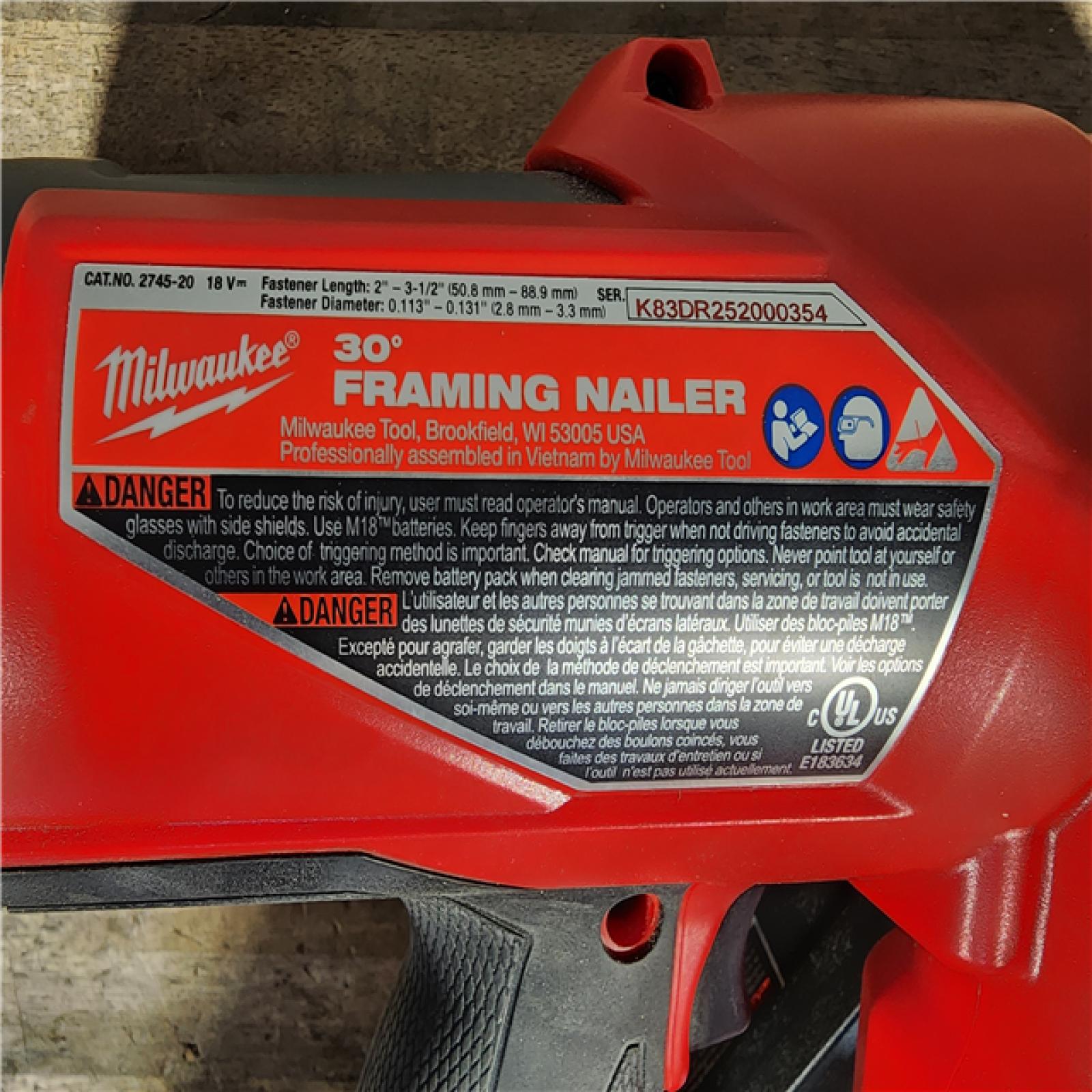 HOUSTON LOCATION - AS-IS (APPEARS LIKE NEW) M18 FUEL 3-1/2 in. 18-Volt 30-Degree Lithium-Ion Brushless Cordless Framing Nailer (Tool-Only)