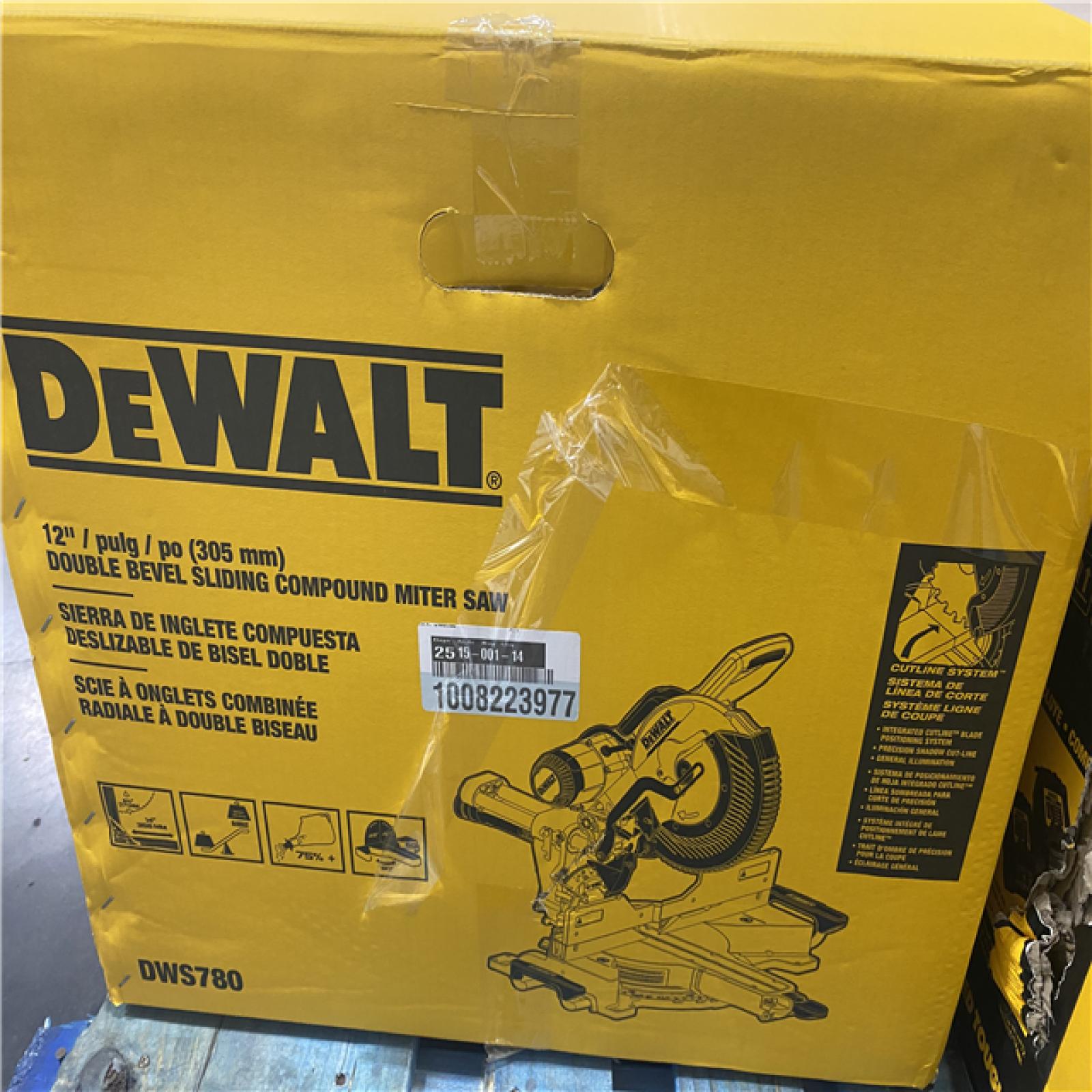 Dallas Location - As-Is 	DEWALT 15 Amp Corded 12 in. Double Bevel Sliding Compound Miter Saw
