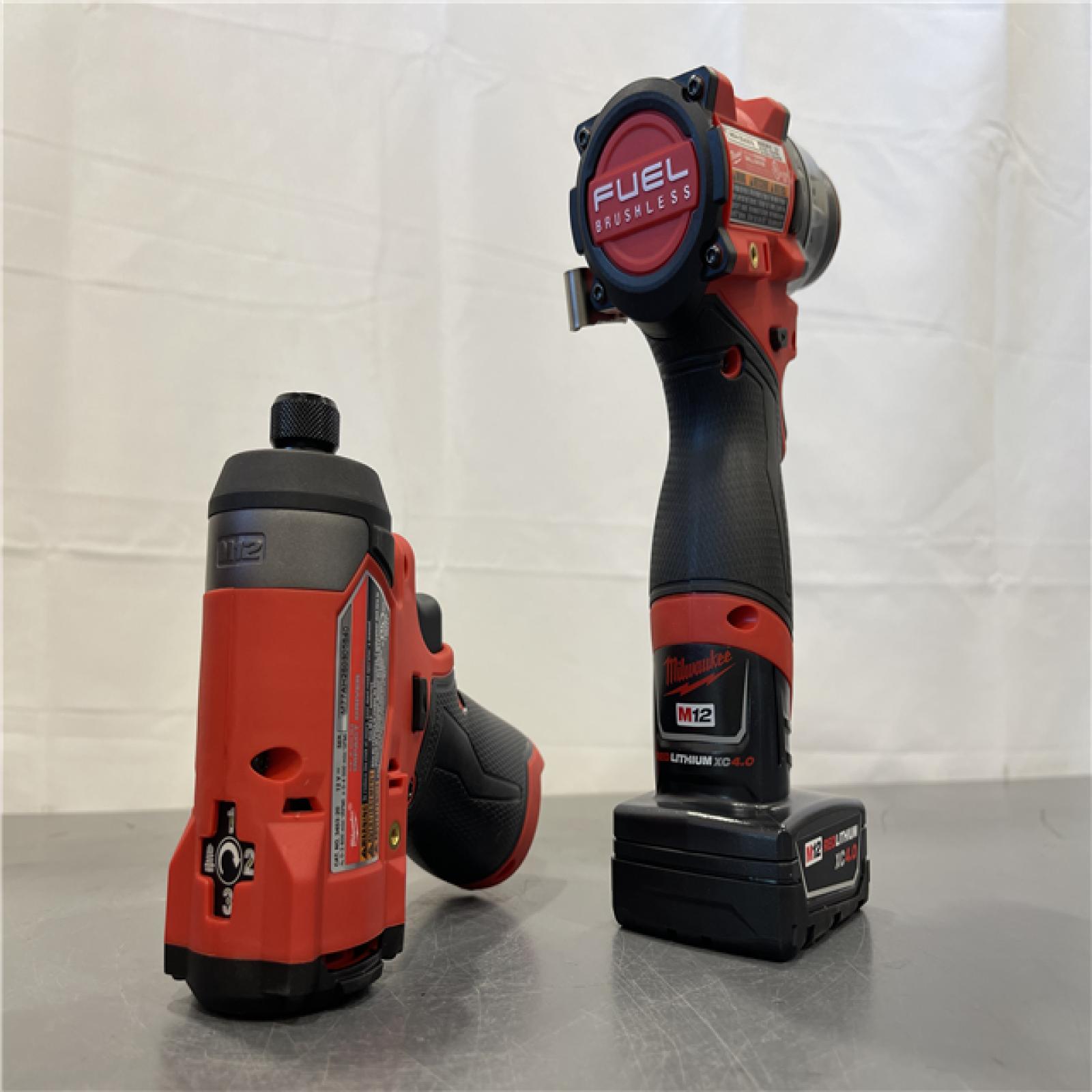 AS IS - Milwaukee 12V Brushless Hammer Drill and Impact Driver Combo Kit