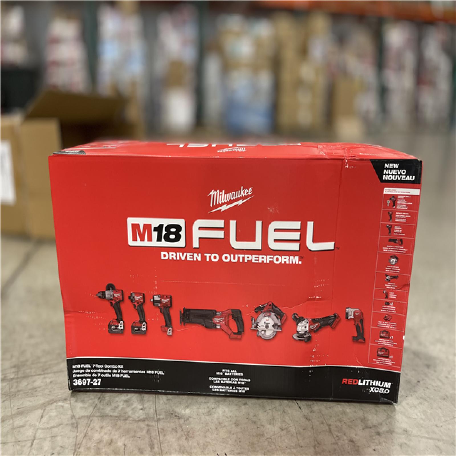 NEW! - Milwaukee M18 FUEL 18V Lithium-Ion Brushless Cordless Combo Kit with Two 5.0 Ah Batteries  1 Charger  2 Tool Bags (7-Tool)