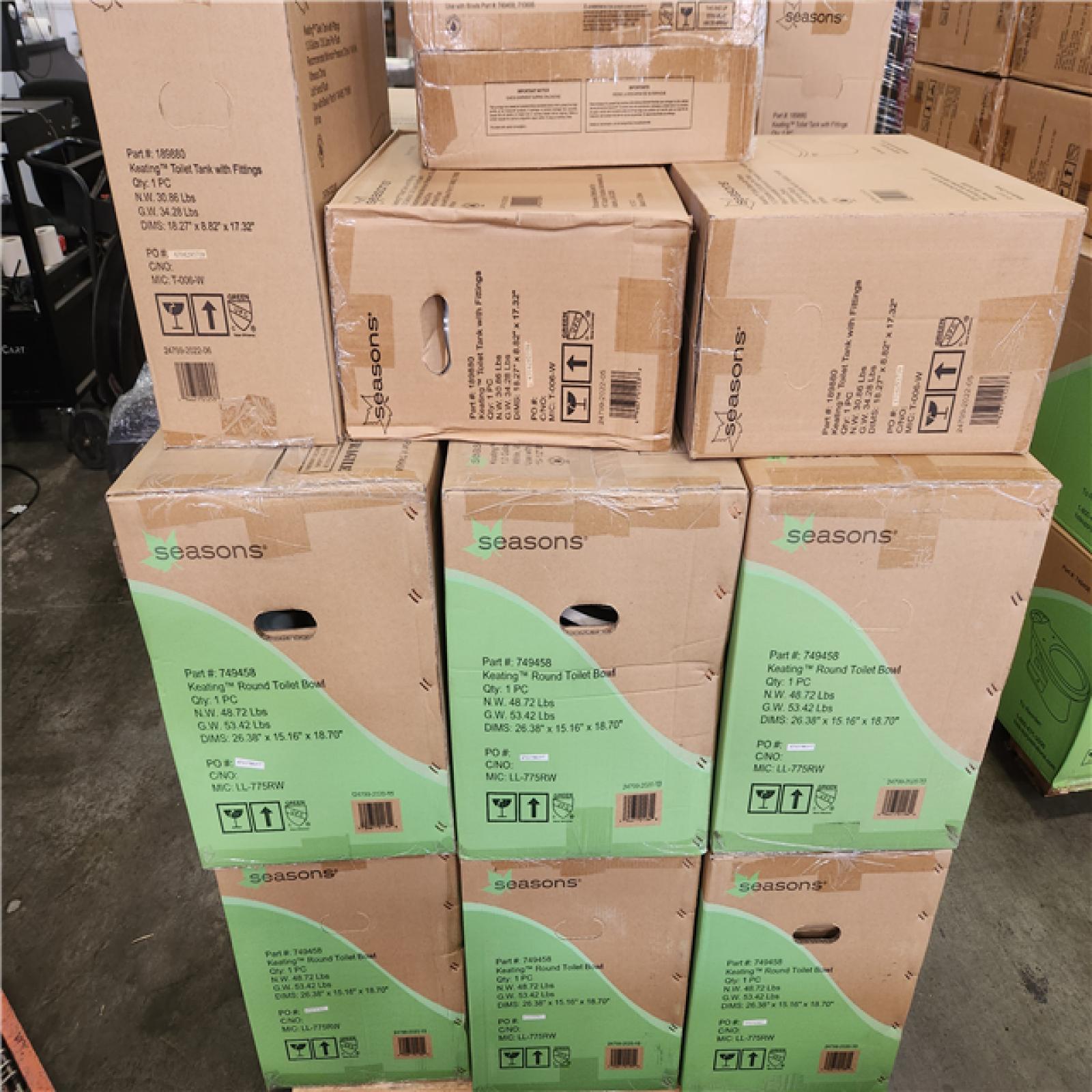 Phoenix Location NEW Seasons Keating Round Toilet Bowl With Tank 1.0 Gallons/ 3.8 Liters a Flush Vitreous China Pallet (9 Toilets)