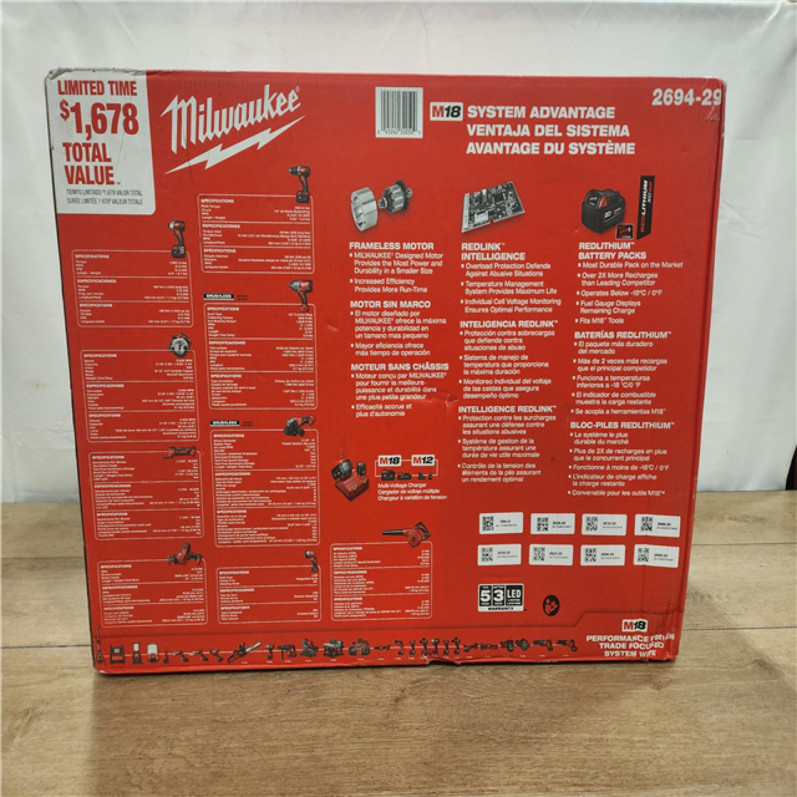AS-IS- Milwaukee 18-Volt Lithium-Ion Cordless (9-Tool) Combo Kit