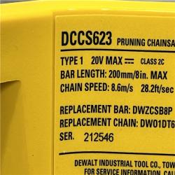 AS-IS DEWALT 20V MAX 8 in. Brushless Cordless Battery Powered Pruning Chainsaw (Tool Only)