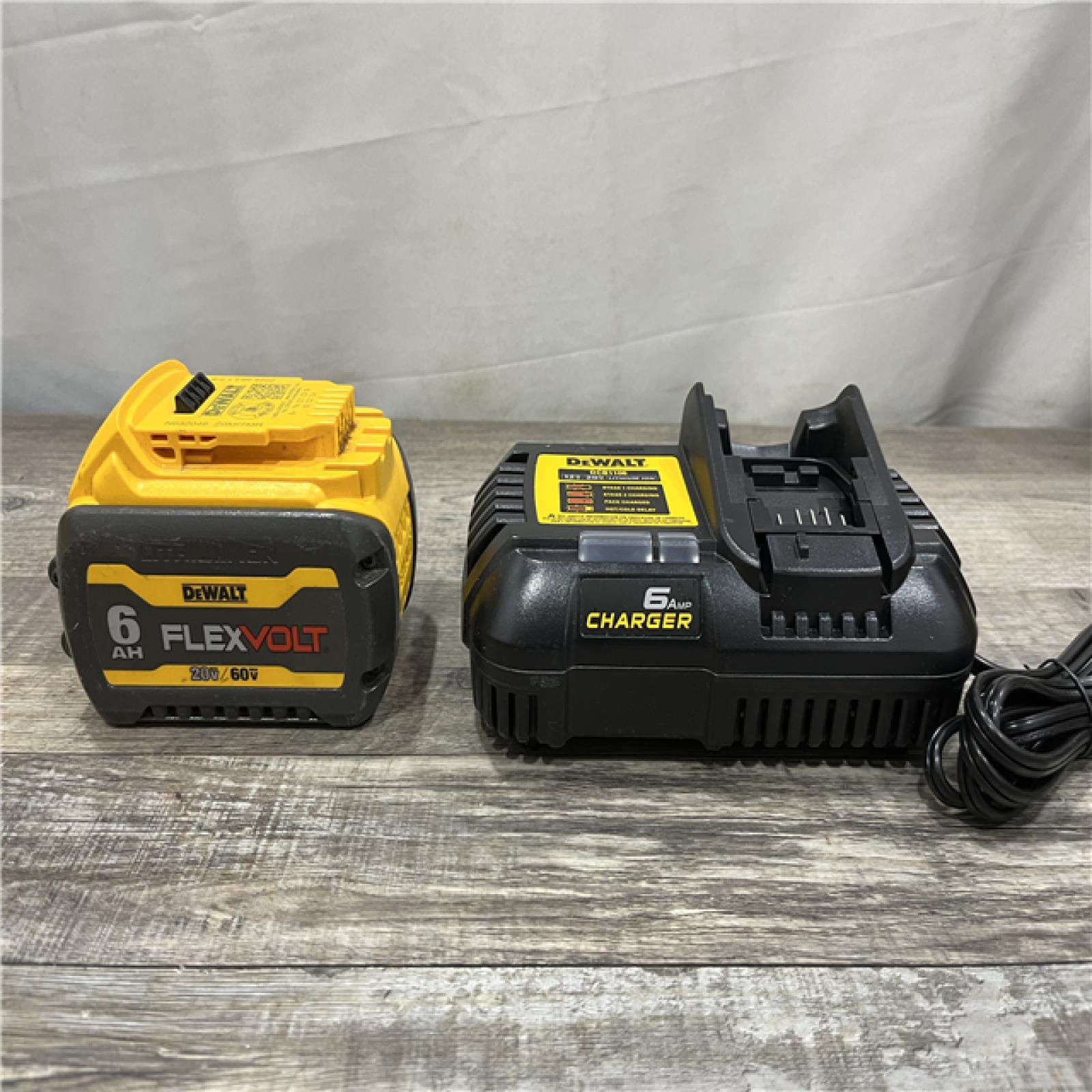 AS-IS DEWALT FLEXVOLT 20V/60V MAX Lithium-Ion 6.0Ah Battery Pack with 6 Amp Output Charger