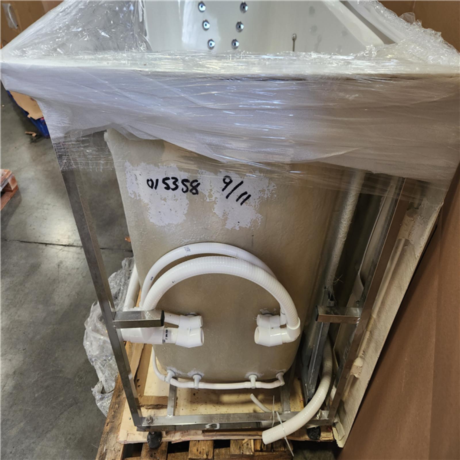 Phoenix NEW Universal Tubs Safe Premier Series 32 in. L x 60 in. W Left Side Drain Combination Jetted Bathtub in Biscuit with Fast Fill Faucet Set