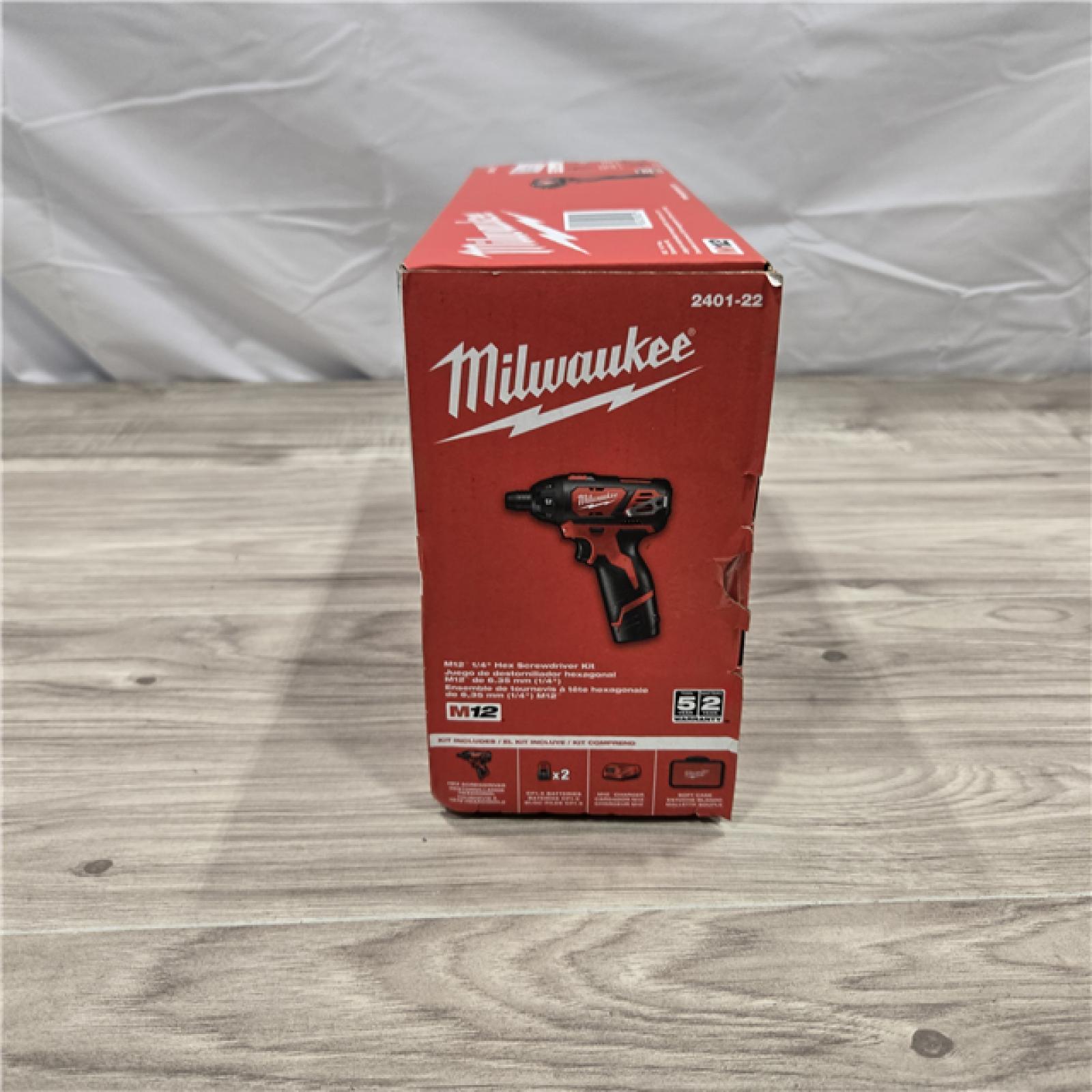NEW! - Milwaukee 2401-22 - M12 12V Cordless Screwdriver Kit