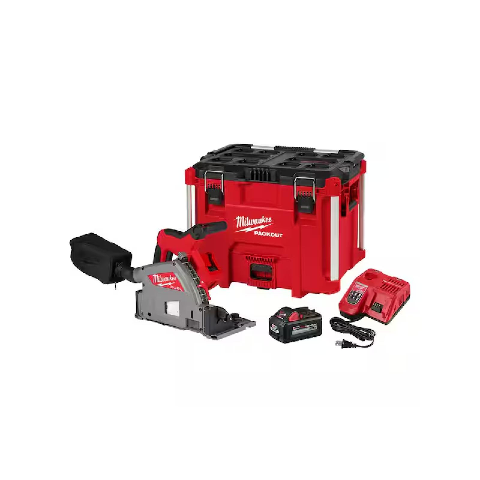 NEW!- Milwaukee M18 FUEL 18V Lithium-Ion Brushless Cordless 6-1/2 in. Plunge Track Saw PACKOUT Kit with One 6.0 Ah Battery