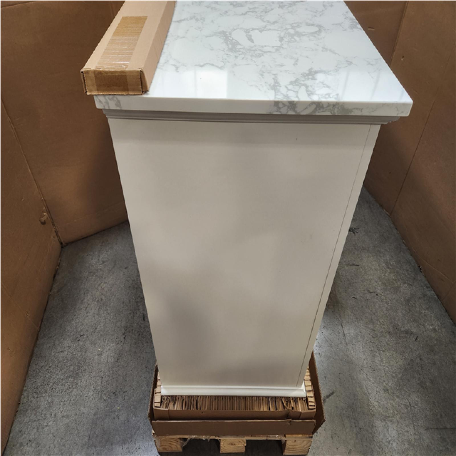 Phoenix NEW Home Decorators Collection Doveton 48 in. Single Sink Freestanding White Bath Vanity with White Engineered Marble Top (Assembled)