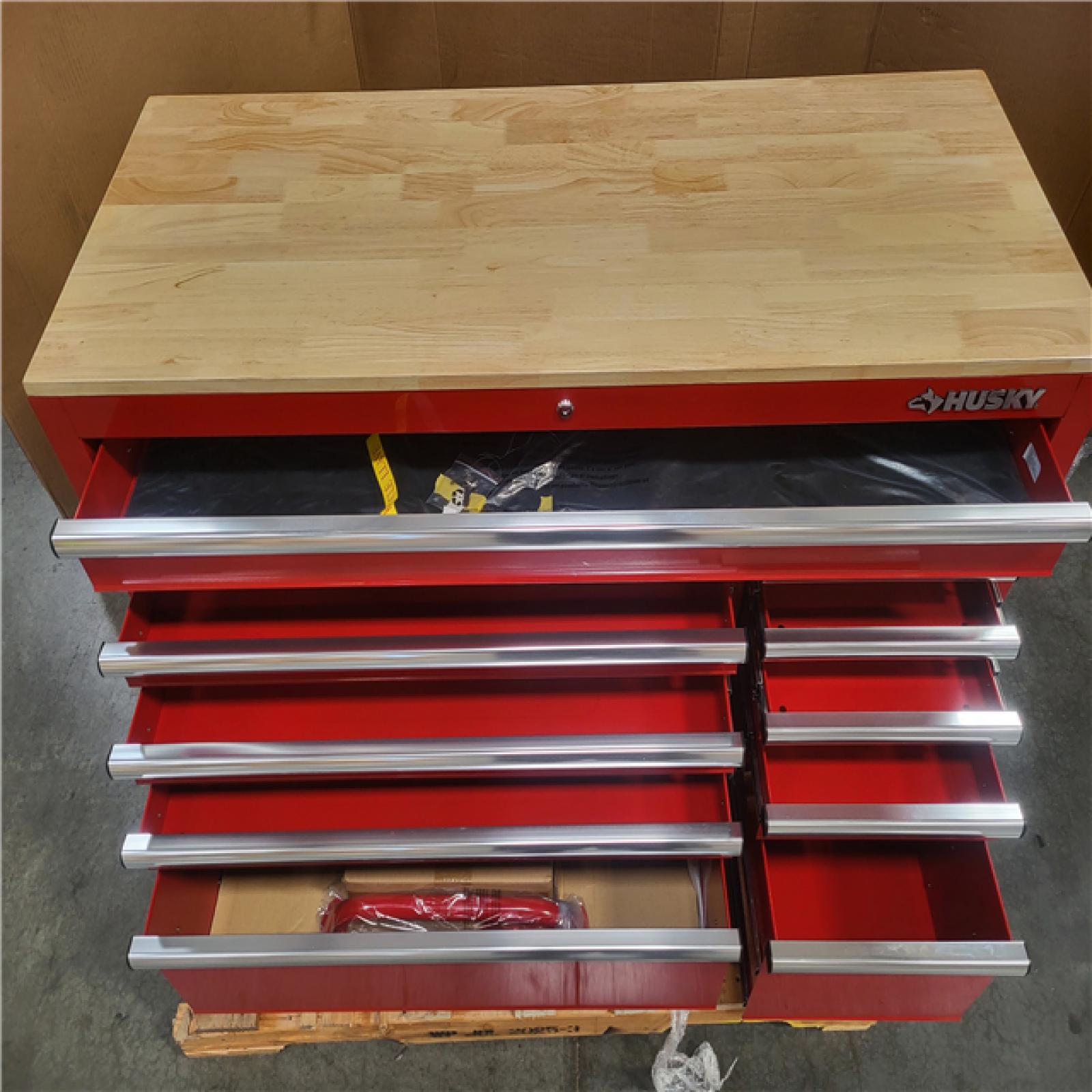 CALIFORNIA NEW 52 IN 10-DRAWER MODULAR MOBILE WORKBENCH WITH SOLID WOOD TOP