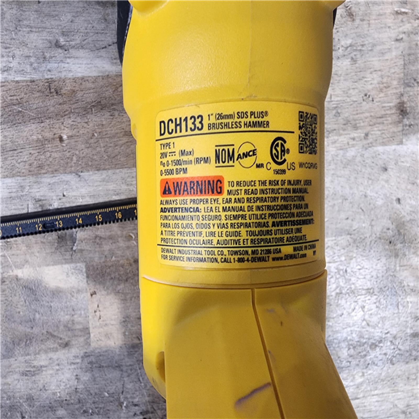 HOUSTON LOCATION - AS-IS DEWALT 20V MAX Cordless Brushless 1 in. SDS Plus D-Handle Concrete and Masonry Rotary Hammer (Tool Only)