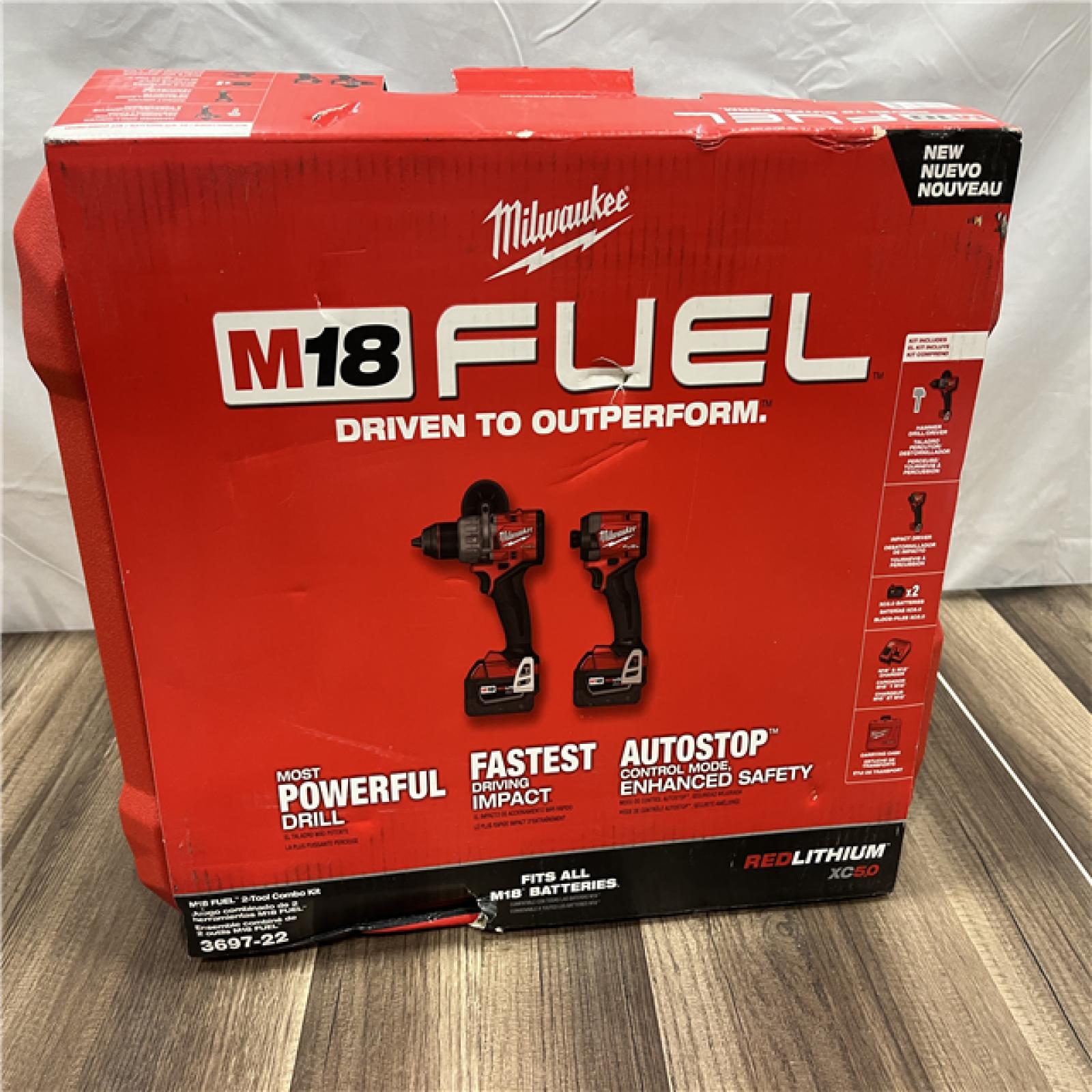 AS-IS Milwaukee M18 FUEL 18V Lithium-Ion Brushless Cordless Hammer Drill and Impact Driver Combo Kit (2-Tool) with 2 Batteries