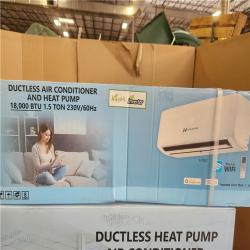 Phoenix NEW Hessaire DIY 21 SEER2 18 000 BTU WiFi 1.5-Ton Ductless Mini Split Air Conditioner  Heat Pump  Variable Speed Inverter-208V/230V