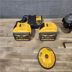 HOUSTON LOCATION - AS-IS (APPEARS LIKE NEW) DeWalt Flexvolt 60V Max Cordless Grinder 4.5 in KIT W/ (2) 9.0 AH BATTERY & CHARGER (115-DCG418X2)