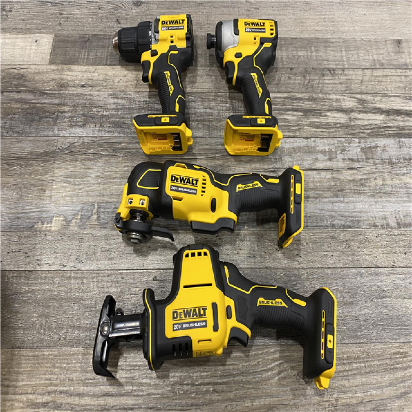 LIKE NEW - DEWALT ATOMIC 20-Volt Lithium-Ion Cordless Brushless (4-Tool) Combo Kit