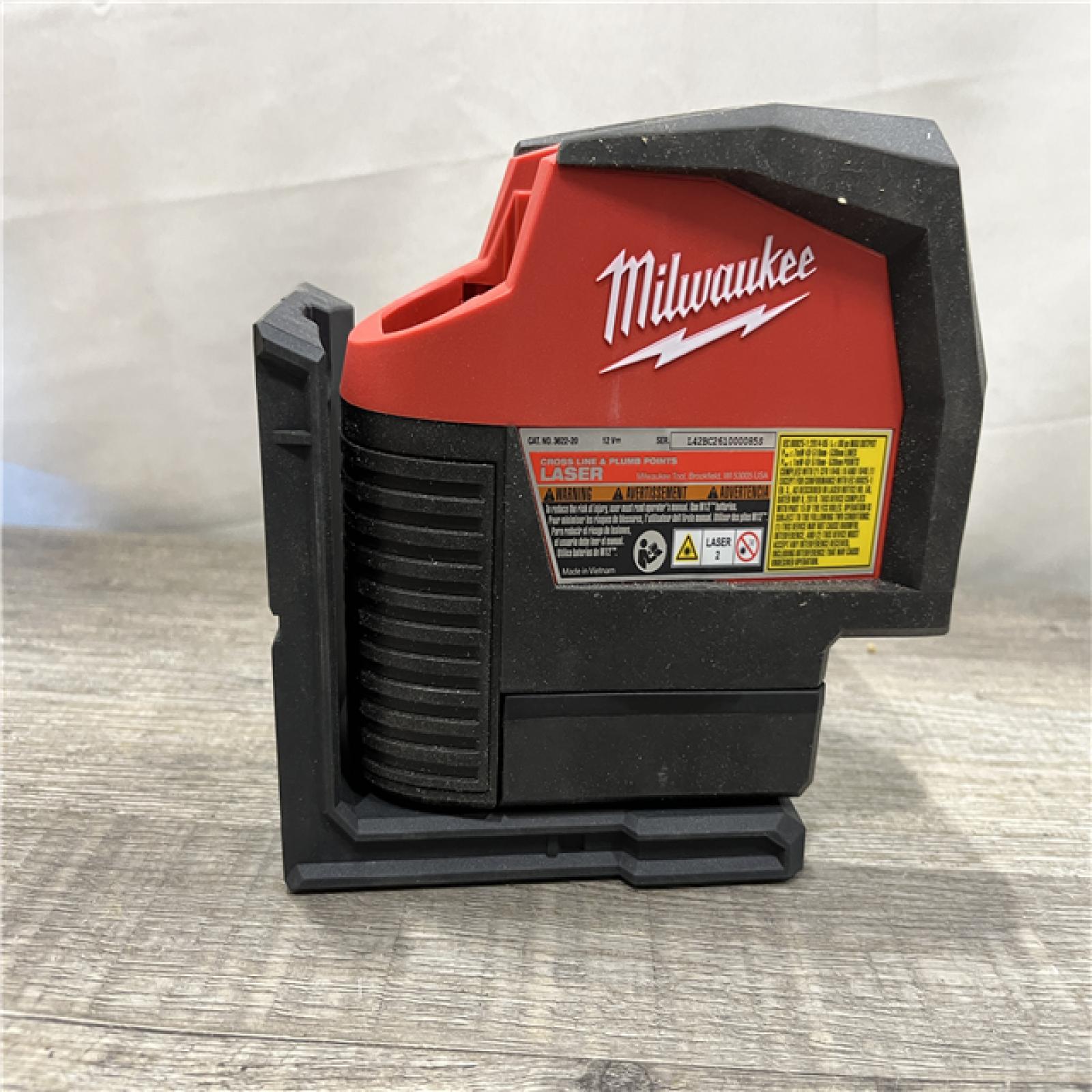 AS-IS Milwaukee 12-Volt Lithium-Ion Cordless Green 125 ft. Cross Line and Plumb Points Laser Level (Tool-Only)
