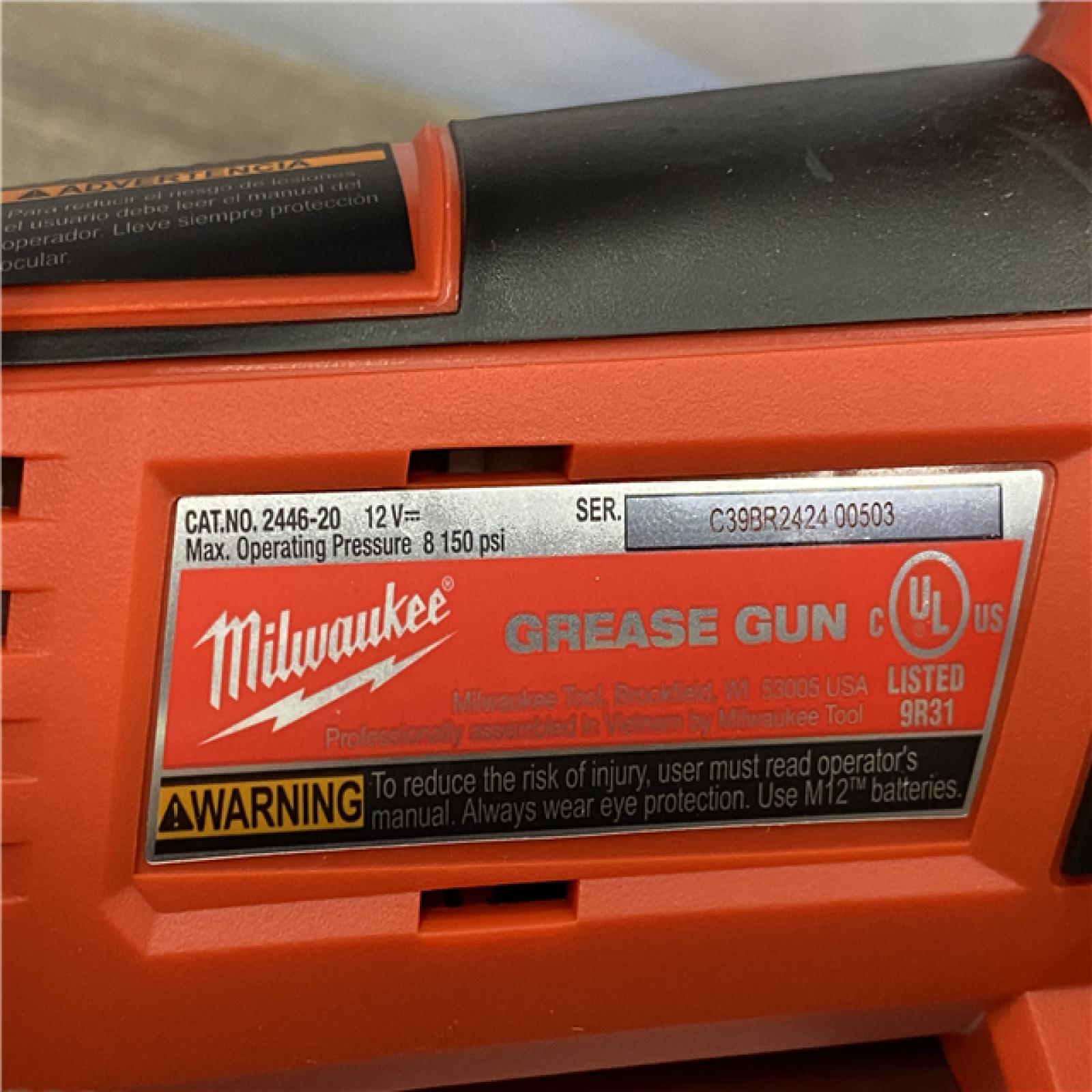 AS-IS Milwaukee 12V Lithium-Ion Cordless Grease Gun (Tool-Only)
